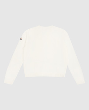 Moncler ENFANT Children's white wool sweater with logo 9C00005M12411214