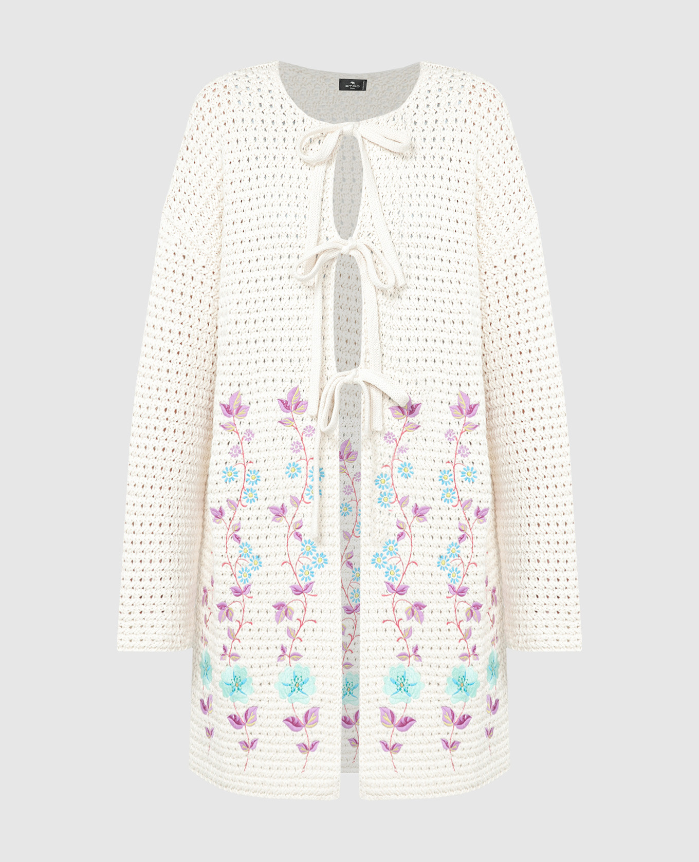 

Beige crochet silk cardigan with embroidery Etro
