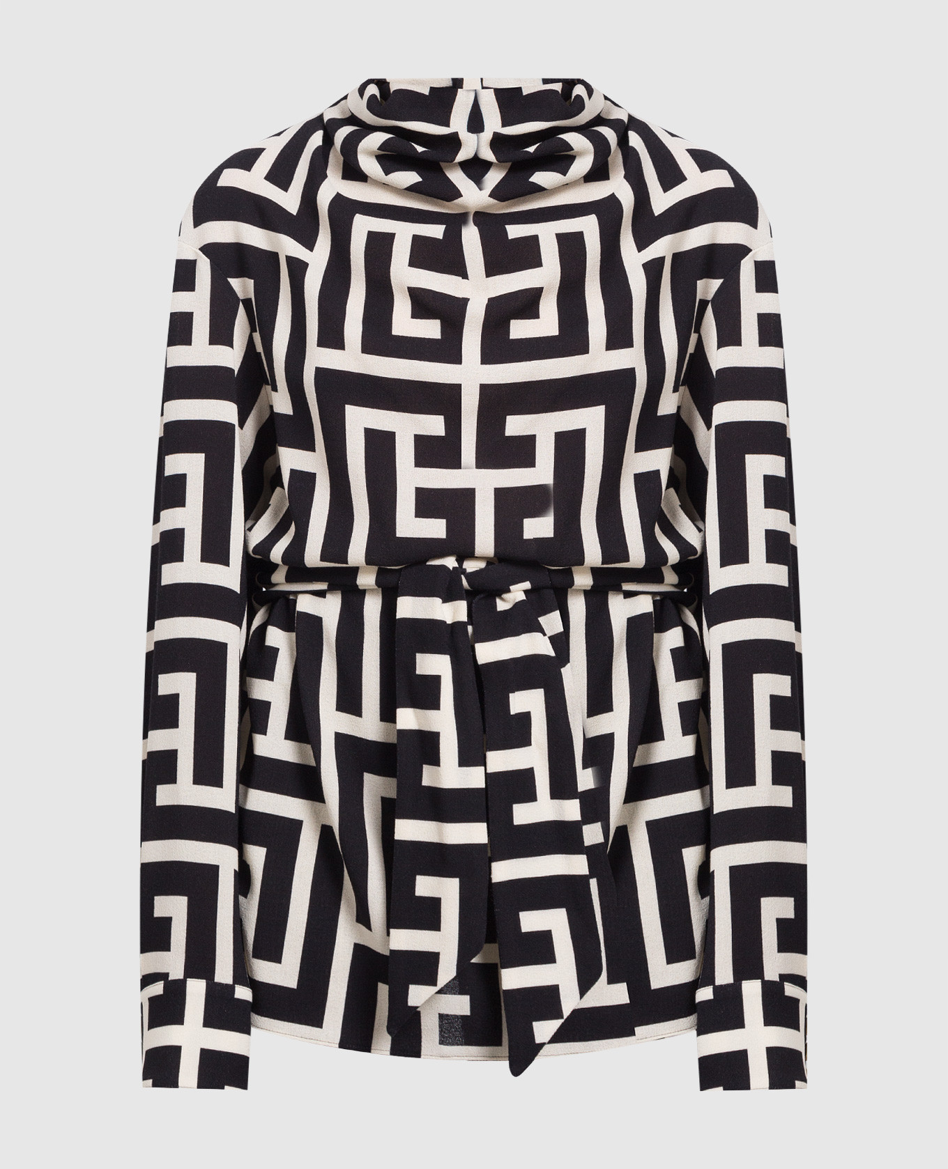 

Wool blouse with logo monogram print Balmain, Black
