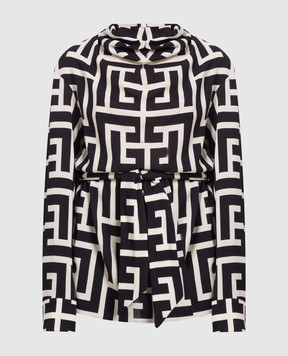 Balmain Wool blouse with logo monogram print BF1IL030WC04