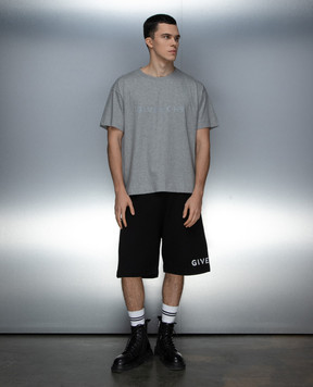 Givenchy Gray melange t-shirt with reflective logo print BM71KQ3YJ9