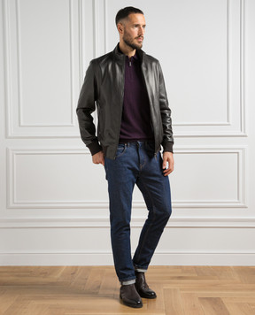 Cashmere&Whiskey Purple wool polo shirt 94394Z