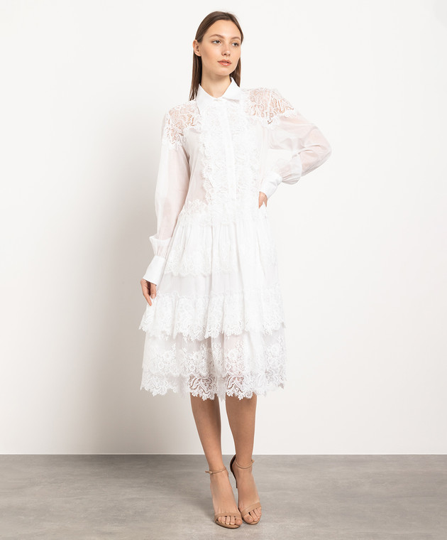 Ermanno Scervino - White midi dress with lace D422Q309HQO - shop