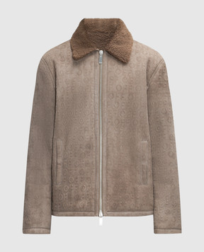Off-White Brown sheepskin coat with embossed logo OMJL002F23LEA001