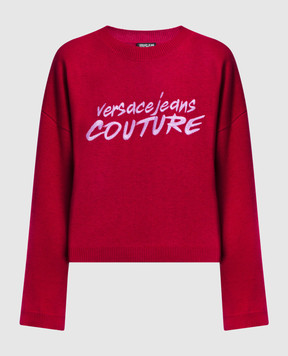 Versace Jeans Couture Burgundy jumper with logo embroidery 73HAFM02CM14N