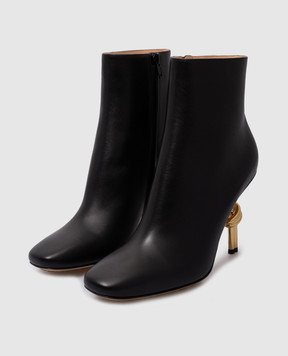 Bottega Veneta Black leather ankle boots with curly heels 763831V3M70