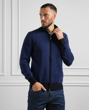 Cashmere&Whiskey Blue wool and cashmere cardigan 10928