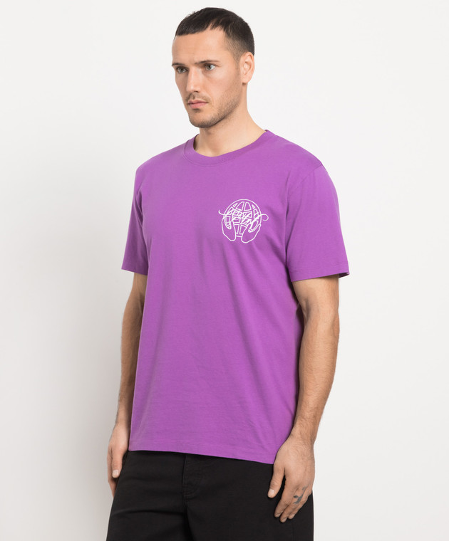 Off-White - Purple t-shirt with logo print OMAA027S23JER007