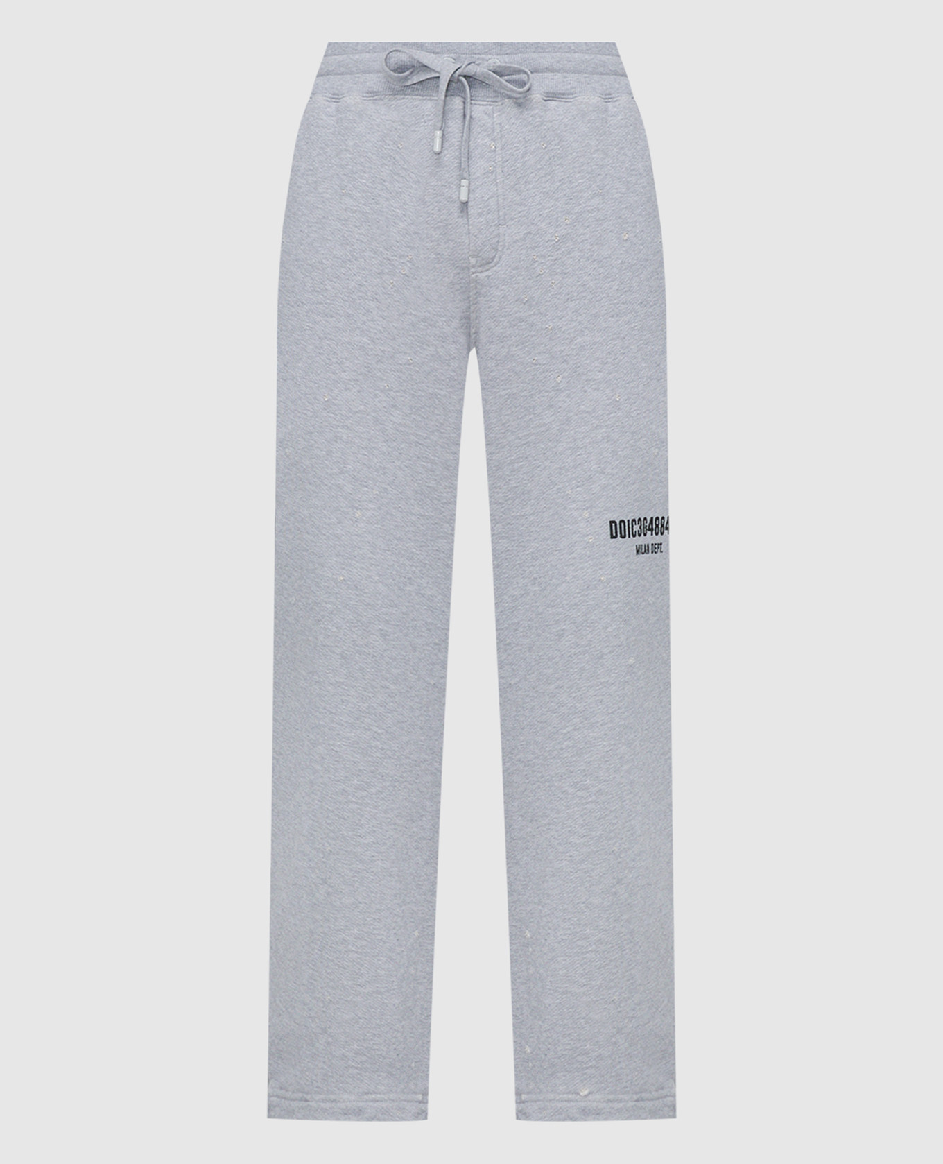 Gray sweatpants with holes and a print dolce&gabbana