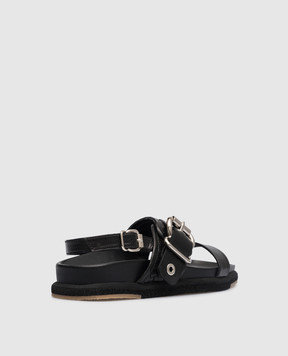 Laura Bellariva Black leather sandals with weaving P8931I