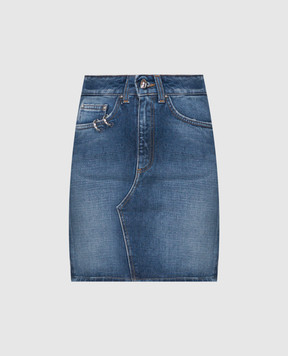Dondup Blue denim skirt with metal decoration G547DFE253DGS1W