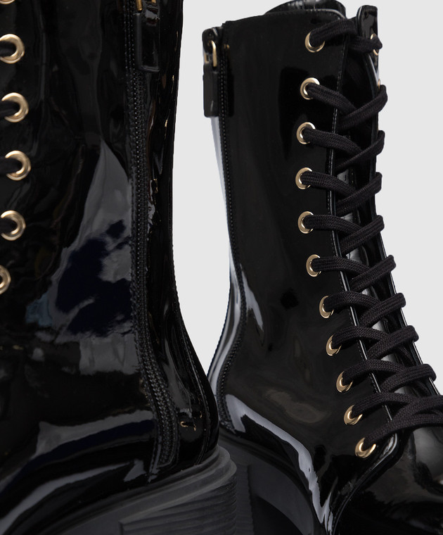 STUART WEITZMAN ソホ レスアッフ フツ SC238PAT BLKCBLACKC Stuart Weitzman - Soho black patent leather boots SC238