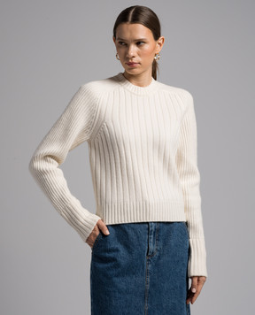 CO White ribbed wool and cashmere sweater 8625WCM