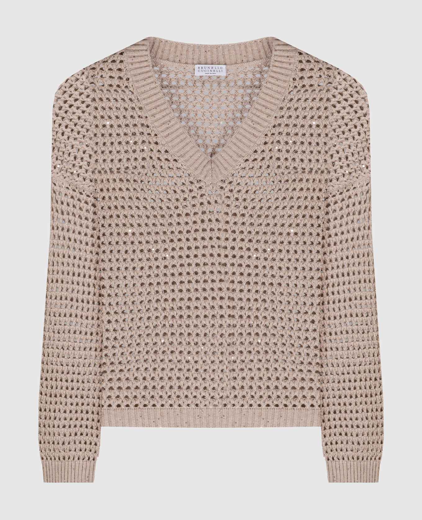 

Beige openwork pullover with sequins Brunello Cucinelli