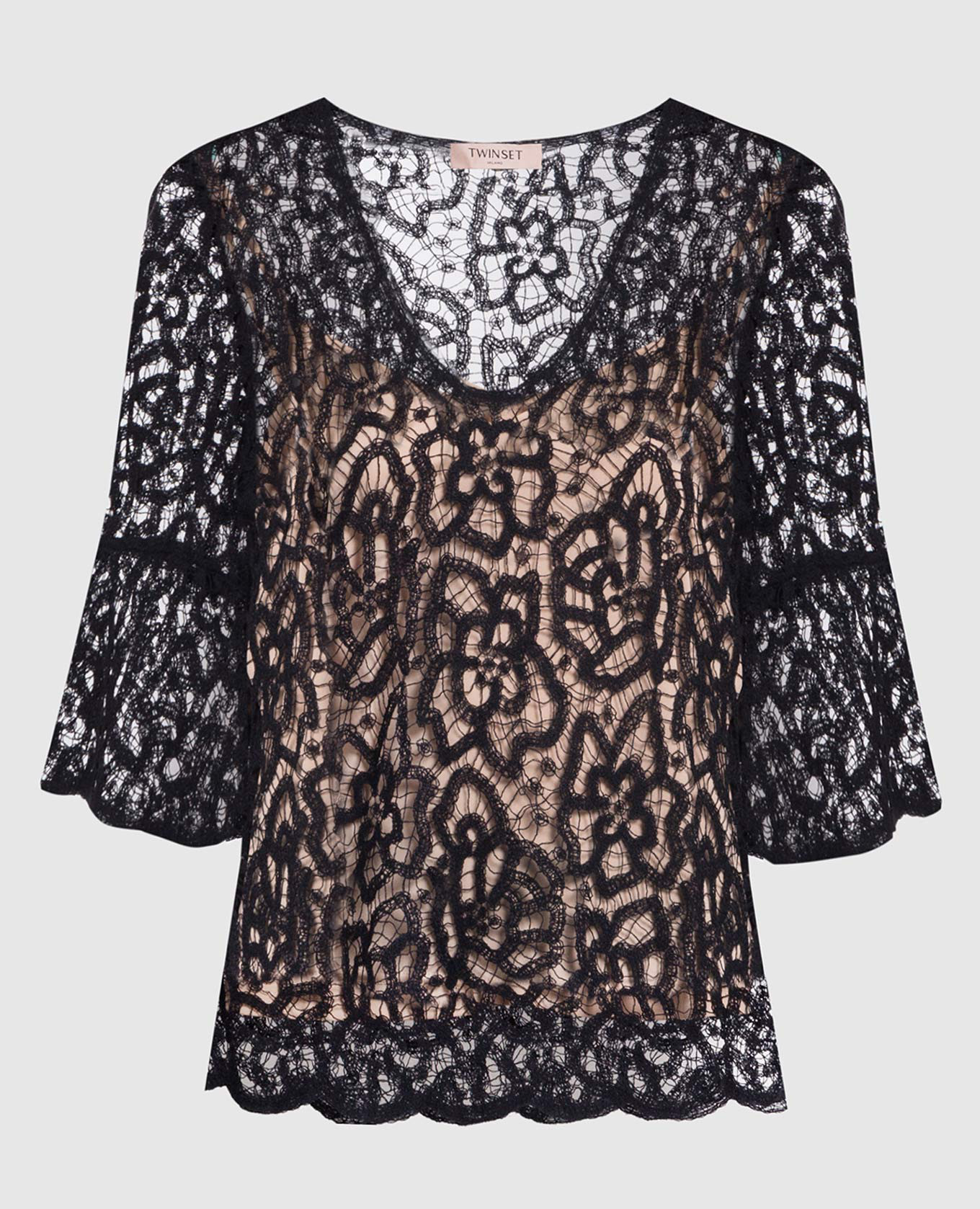 

Black openwork lace blouse Twinset