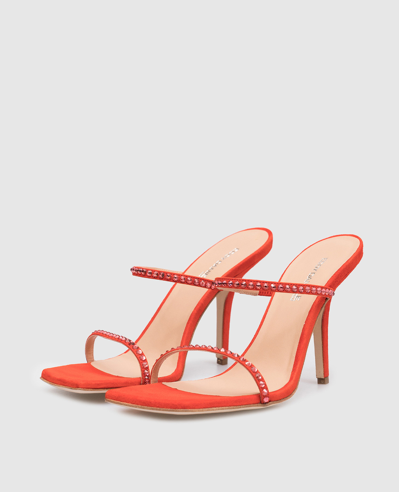 

Orange suede mules with Swarovski crystals Eddy Daniele