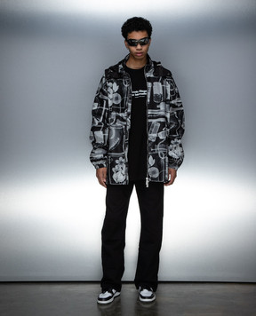 Off-White Black windbreaker in a print in the form of an X-ray OMEB048S24FAB001