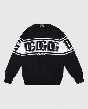 Dolce&Gabbana Black wool sweater with logo pattern L4KWE1JCVR9812+