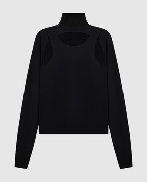 Coperni Jersey de cuello alto negro confeccionado en lana con cortes rizados. COPML68643