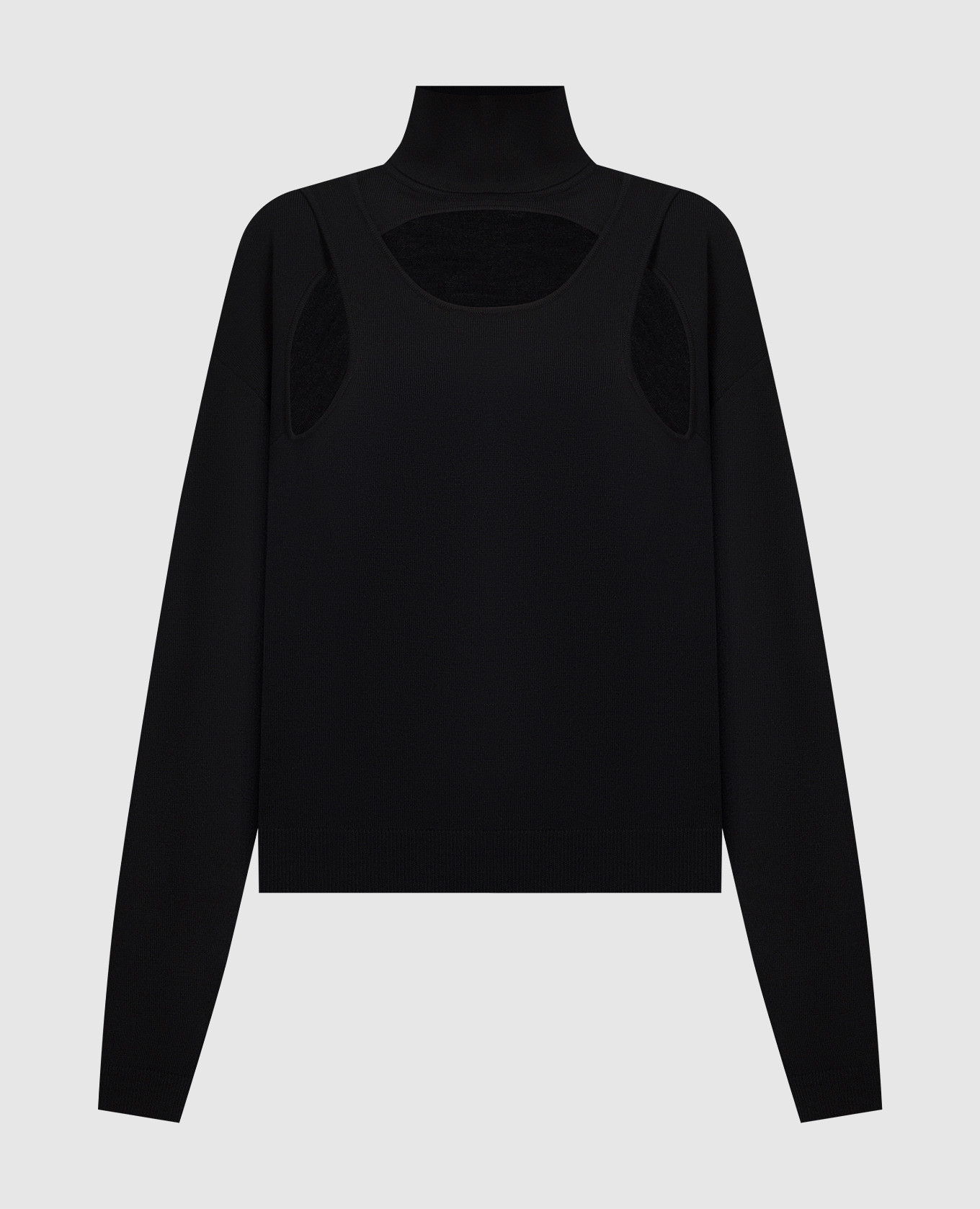 

Black turtleneck made of wool with curly cutouts Coperni