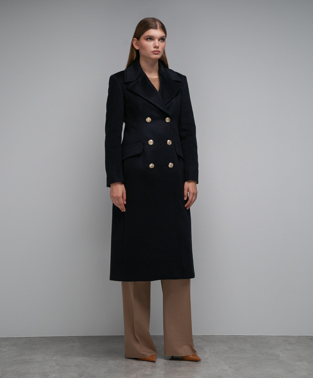 Max Mara - Cappotto doppiopetto in lana blu Carabo CARABO