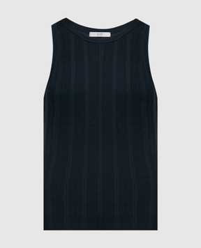 CO Blue ribbed silk top 7353TSY