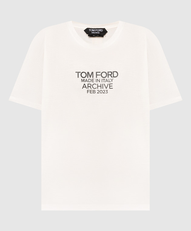 Tom Ford - White silk t-shirt with logo print TSJ560FAX835 - shop 