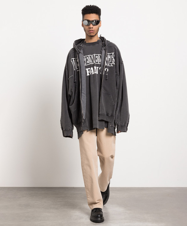 VETEMENTS FAN? パーカー ダークグレー Vetements - Gray sports jacket with logo print UE54HD720B - shop