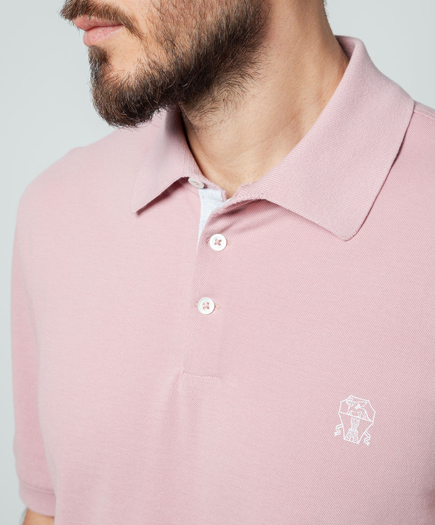 ☆着心地バツグン 国内発送☆ Cucinelli PINK COTTON POLO SHIRT Brunello Cucinelli - Pink polo shirt with logo print