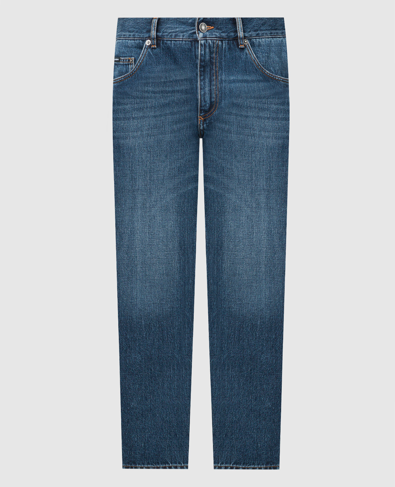 

Blue jeans with distressed effect and logo Dolce&Gabbana, Синий