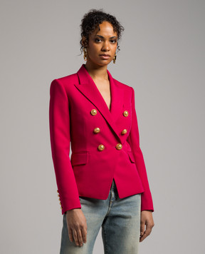 Balmain Pink double-breasted woolen jacket BF1SG008WC09