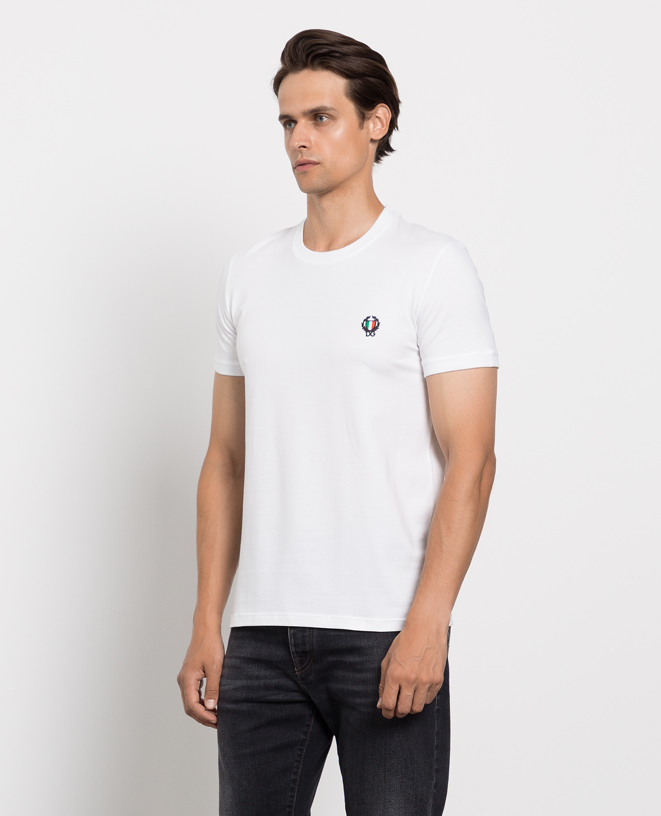 White T-shirt with logo embroidery Dolce&Gabbana 3