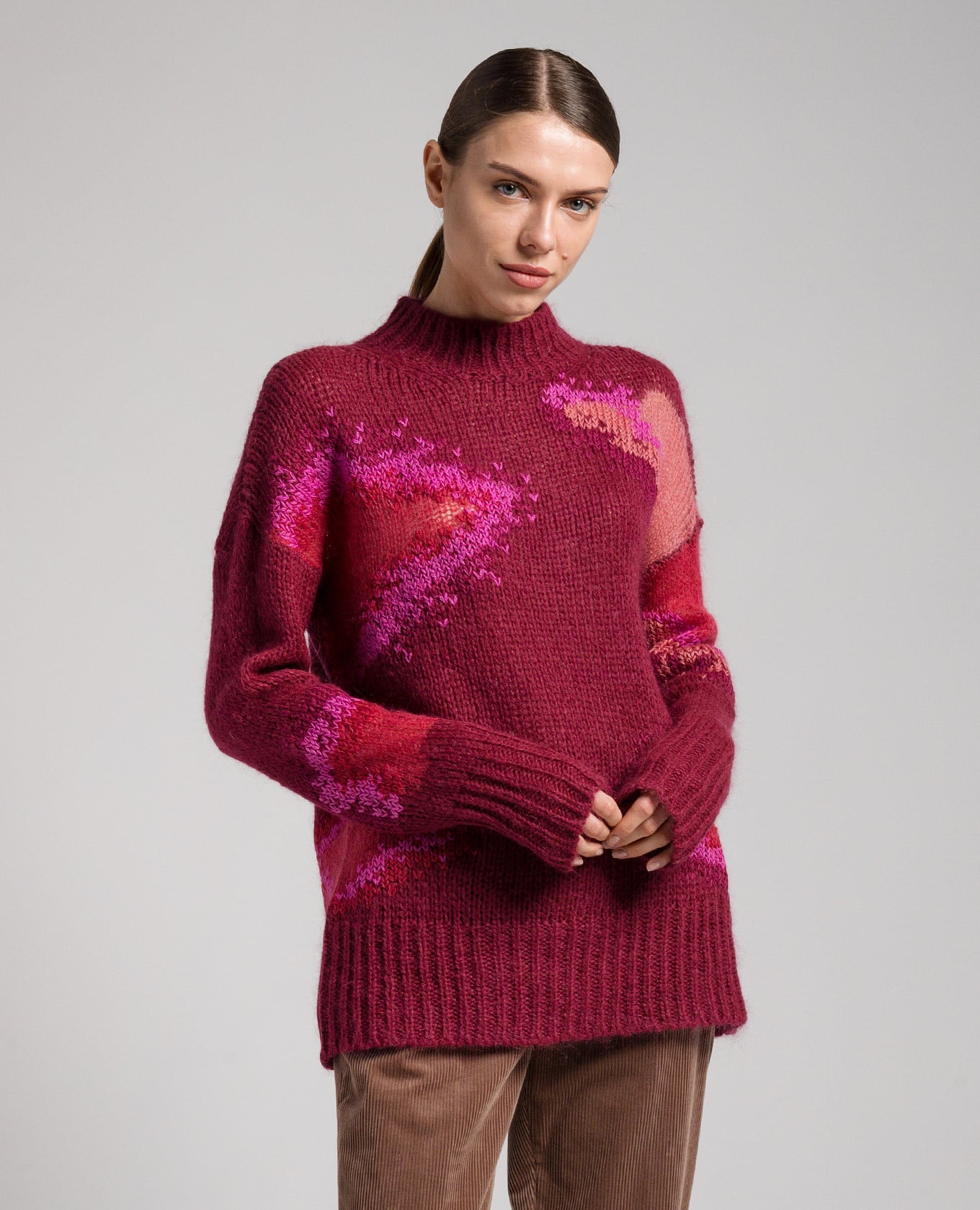 Burgundy sweater with an abstract pattern Dondup 3