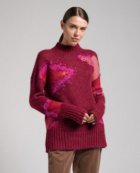 Dondup Burgundy sweater with an abstract pattern DT286M00910D002