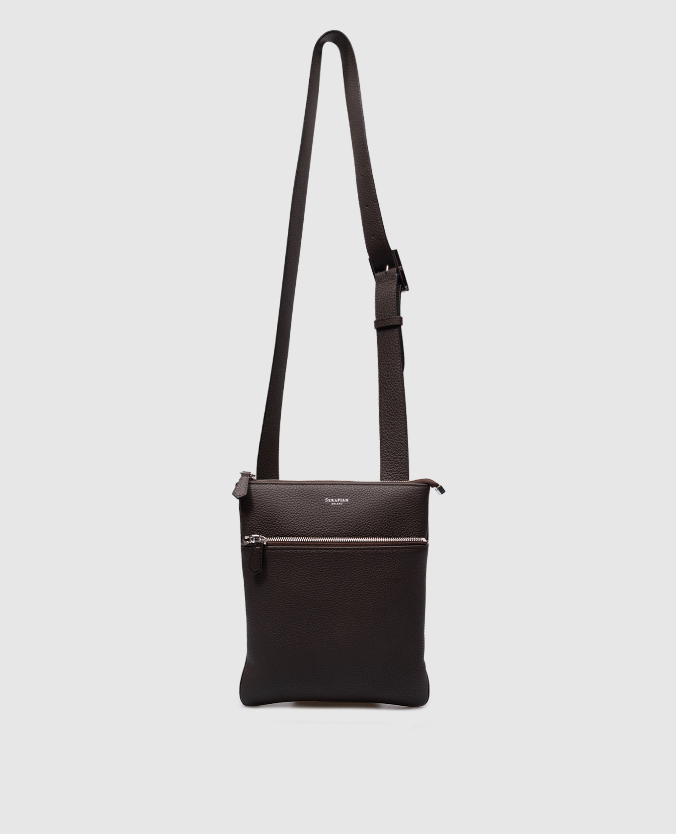 

Brown leather bag with logo Serapian