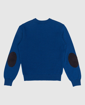 Stefano Ricci Children's blue jumper made of wool in a textured pattern K808000G01Y16480