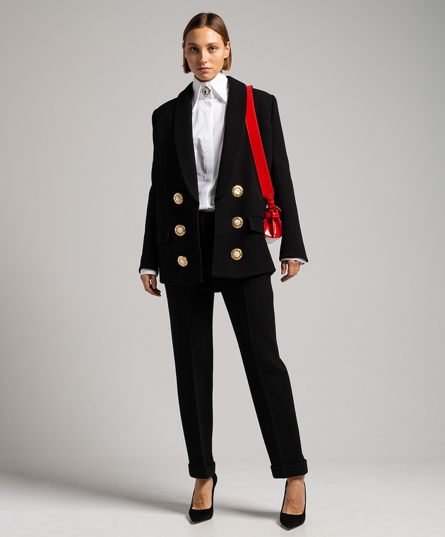 Balmain - Black pants made of wool BF0PM010WB86 - shop with