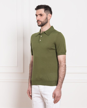 ISAIA Green cashmere and silk polo shirt MG8024YP002