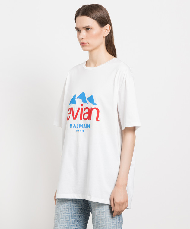 Balmain White Balmain x Evian Logo T Shirt AF2EG065BC29 buy with Greece delivery at Symbol