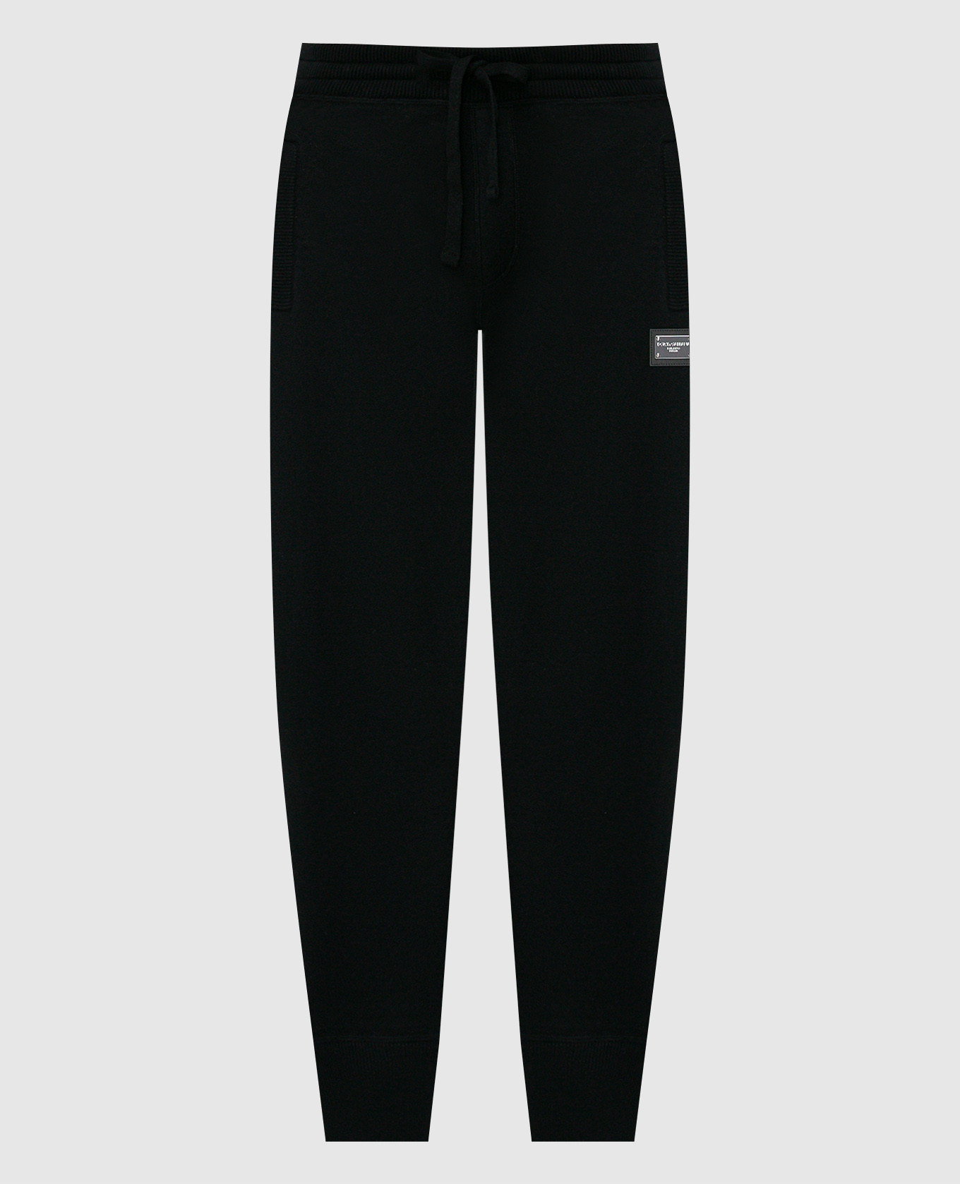 

Black wool and cashmere joggers with metallic logo Dolce&Gabbana