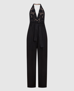 Brunello Cucinelli Black jumpsuit with crochet MH126SU399