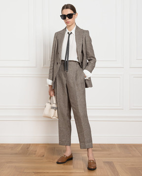 Brunello Cucinelli Linen pants in a houndstooth pattern with lurex MD547P8292
