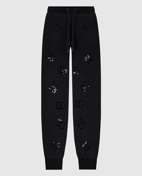 Dolce&Gabbana Black joggers with logo embroidery FTCP7ZGDB9U