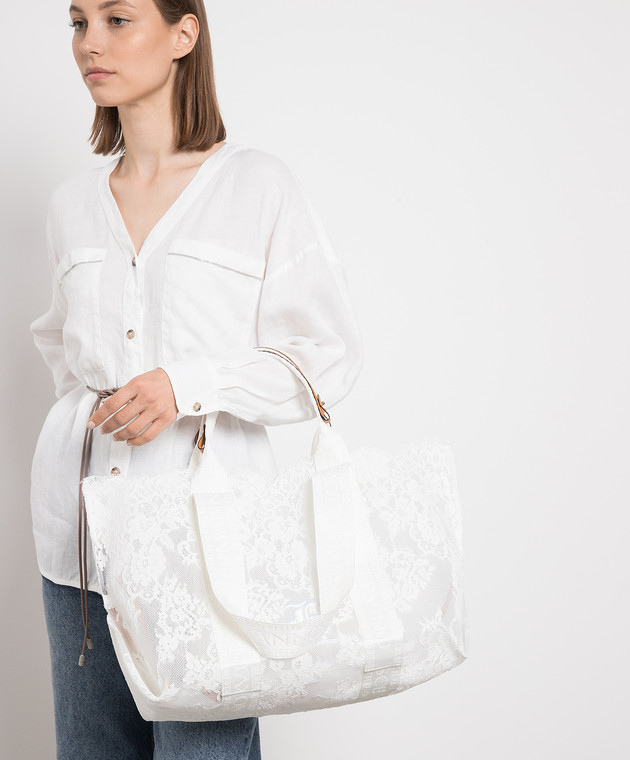 Ermanno Scervino White lace tote bag with logo D423S790PZY online kaufen bei Symbol