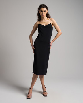 Bottega Veneta Black midi dress with a chain 773543V3O30