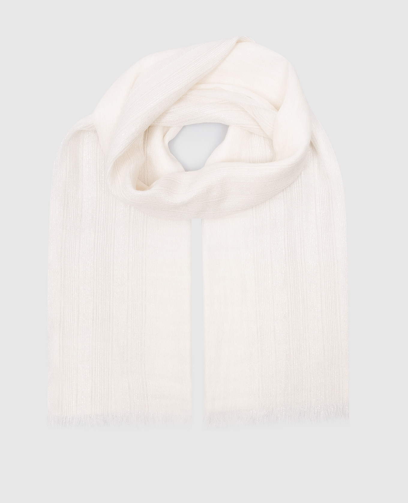 

White scarf with linen and cashmere with lurex Peserico
