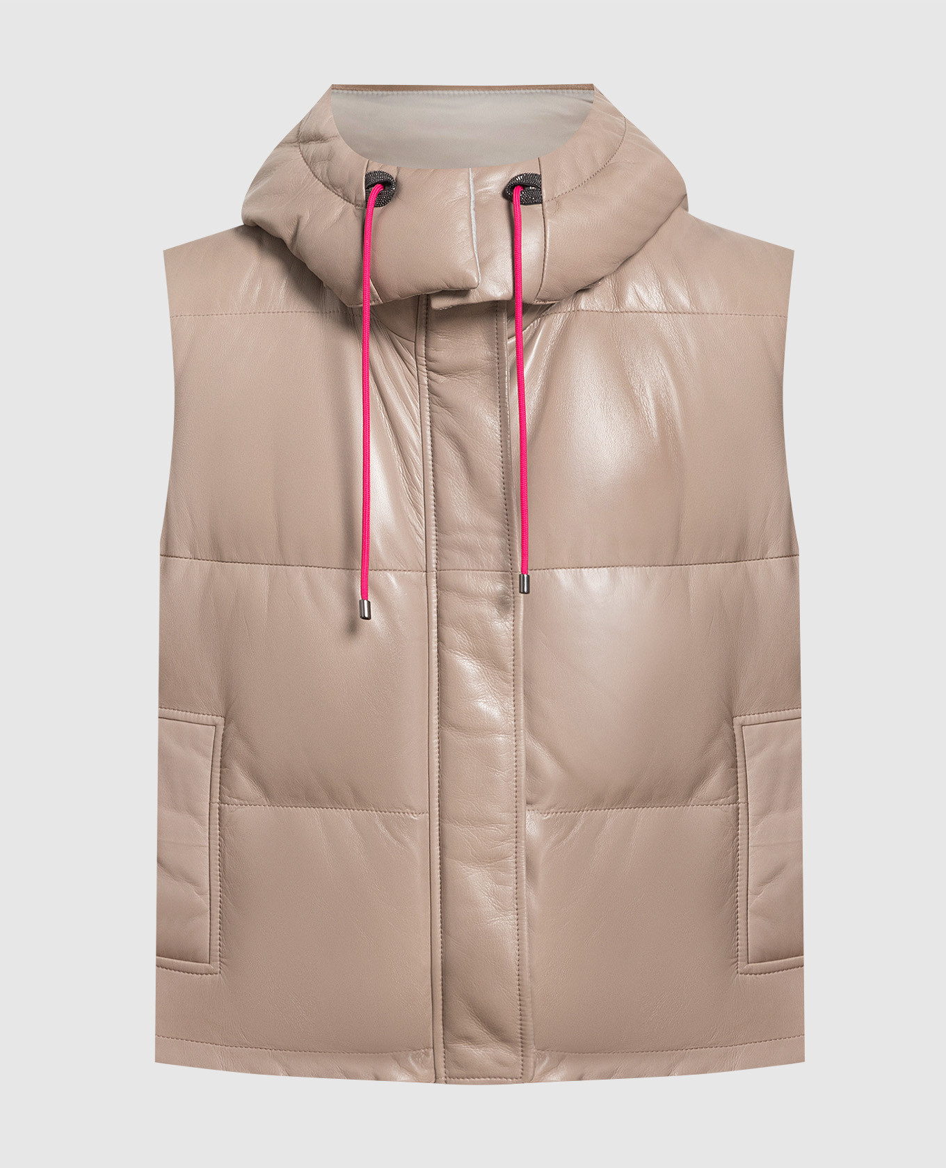 

Beige leather down vest with monil chain Brunello Cucinelli