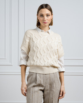 Peserico Beige vest with a textured pattern with sequins S99153F0309110