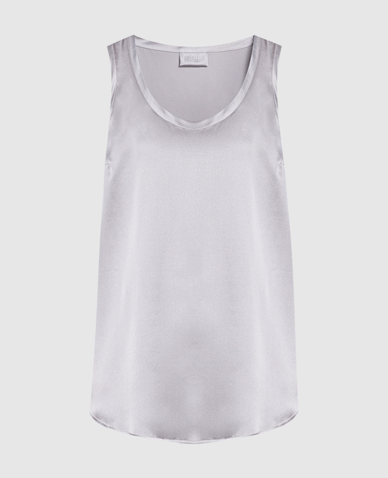 

Gray silk top with scalloped hem Brunello Cucinelli, Grey
