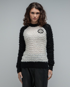 Balmain White jumper with monogram logo appliqué BF0KD05019KF